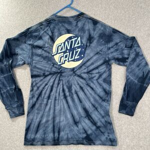 Santa Cruz Skateboards Long Sleeve Shirt Mens M Blue Tie Dye Graphic Tee Skater